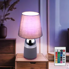 GLOBO Touch Tisch Leuchte FERNBEDIENUNG Textil Chrom Lampe DIMMBAR im Set inkl. RGB LED Leuchtmittel