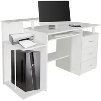 HJH Office Schreibtisch Weiß & Tastaturauszug, 89 x 137 x 60 cm