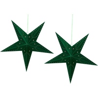 Beliani Weihnachtsdeko LED Samtstoff smaragdgrün Sternform 60 cm 2er Set MOTTI