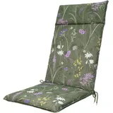 Luxuriöse Hochlehner-Auflage, Gartenstuhlkissen wasserabweisend, Blumenmuster grün, 120 x 50 cm, weich & komfortabel für optimale Entspannung