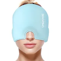 ONLYCARE Migräne Maske Migräne Mütze Migräne Relief Cap, Headache Relief Hat Kühlmaske Kühlmütze Kopfschmerzen Maske Kühlhaube Migräne Kappe Kühlpads Gel zur Linderung von Migräne