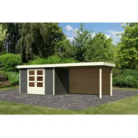 Karibu Gartenhaus Askola 4 mit 280 cm Schleppdach und Rückwand – 19 mm-302 x 217 cm-terragrau