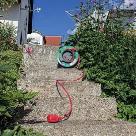 as - Schwabe as-Schwabe 12236 Kabeltrommel 25.00m Rot Schutzkontakt-Gummi-Stecker