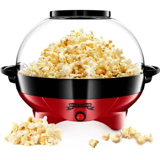 Gadgy Popcorn Maschine groß - Retro Popcorn Maker 5 L - Popcorn Maker mit Antihaftbeschichtung und abnehmbarer Heizfläche - Popkorn Maschine rot - Popcornmaschine 800W - Popcorn machine