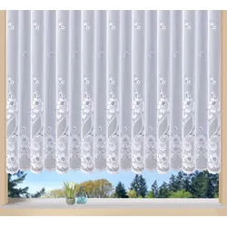 Gardine WECKBRODT "Chelsea" Gr. 23, weiß, B:750cm H:220cm, Jacquard, Polyester, Gardinen, Jacquard, halbtransparent, Bordüre, Kante, floral, Blumen, Allover