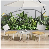 Flieks Balkonset, Rattan Sitzmöbel-Set mit Gartenstühle und Gartentisch aus Aluminium beige