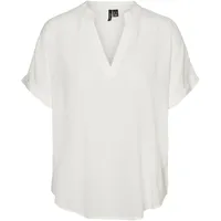 Vero Moda Damen Top Casual Splitneck umgeschlagene Ärmelbündchen Bluse