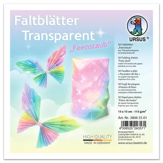 Ursus Transparentpapier-Faltblätter Feenstaub 15 x 15 cm 50 Blatt 115 g/qm