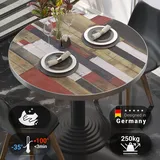GGM Möbel Bistro Tischplatte | Ø 80 cm | Vintage Bunt | Gastro Tischplatte