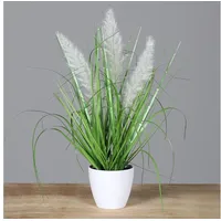 Mucplants Palmengras-Busch im weißen Topf, ca. 38cm, Kunstgras Grasarrangement