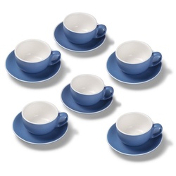 Terra Home Tasse Terra Home 6er Milchkaffeetassen-Set, Blau matt, Porzellan blau