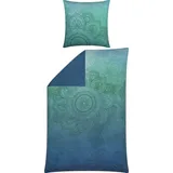 Erwin Müller Wendebettwäsche Mako-Satin türkis-blau | Gr.: 135x200 cm 80x80 cm)