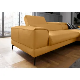 W.Schillig Ecksofa "piedroo, Designsofa mit tollem Sitzkomfort, L-Form", gelb (kurkuma z69), B:303cm H:70cm T:193cm, Longlife Xtra-Leder Z69: Das feinnarbige, gedeckte Softleder Z69 besticht durch seine außergewöhnliche Weichheit im trendigen »Vintage-Look«,