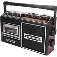 Retro Boombox mit Kassettenspieler, Tragbare AM FM Boombox Retro Home Audio Stereo Radio Kassettenrecorder Tragbares Radio für ältere Kinder(Silber EU)