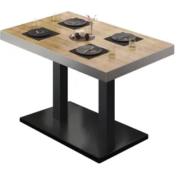 BM | Bistrotisch | B:T:H 110 x 60 x 77 cm | Eiche / Schwarz | Rechteckig | Edelstahl Rand