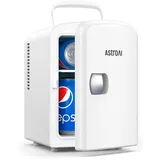 AstroAI Mini Kühlschrank 4 Liter, Kleiner Kühlschränk für Kosmetik und Getränke, Mini-Kühlschränke mit 220V AC/12V DC für Autos, Büros, Wohnheim, Reisen, Weiß