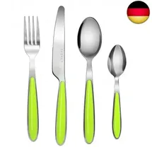 Exzact Rostfrei Stahl Besteck Set einem Plastikhalter 16 PCS - Farbige Griffe -