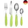 Exzact Rostfrei Stahl Besteck Set einem Plastikhalter 16 PCS - Farbige Griffe -