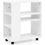 FineBuy Regal, Aktenschrank Holz furniert Weiss (35 x 60 x 75 cm Regalwagen mit Rollen Beistelltisch