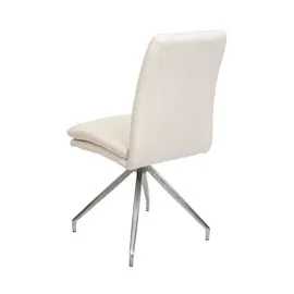 Mendler 2er-Set Esszimmerstuhl HWC-H70, Küchenstuhl Lehnstuhl Stuhl, Stoff/Textil Edelstahl gebürstet creme-beige