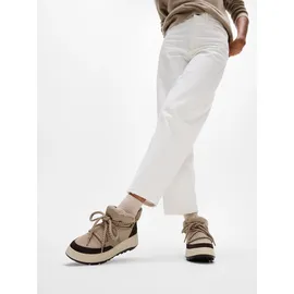 FitFlop F-Mode Damen-Stiefelette mit resistentem Biofleece-Netzgewebe, Flatform-Stiefelette, Taupe, Größe 36, taupe, 36 EU