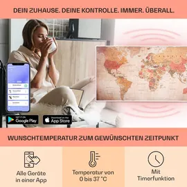 Klarstein Infrarotheizung mit Thermostat, 700W Elektroheizung, Smart Home Bild-Infrarotheizung zur Wandmontage, IR mit IoT/WiFi App-Control, Feucht... - Bunt