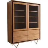 DeLife Vitrine Stonegrace Akazie Natur 2 Türen 4 Schubladen Steinfurnier V-Fuß