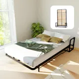 Wallbedking - Schrankbett 120 x 200 Murphy – vertikales Wandklappbett platzsparend mit Lattenrost, Wandbett für Gästezimmer & kleine Räume, einfache Montage