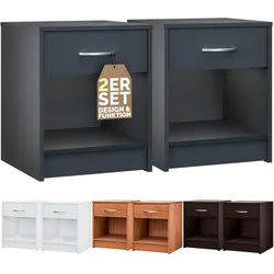 Nachttisch Hamburg 2er-Set Anthrazit 50x40x35cm