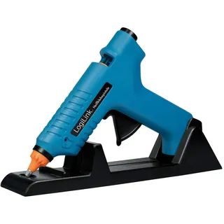 Logilink WZ0052 - Mini-Heißklebepistole 80W ideal für DIY (do it yourself) Arbeiten mit Standfuß, Farbe: Blau - mit 2 Patronen Ø11,2mm