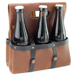 MAGS Flaschentasche Fahrrad-Sixpack Leder Braun