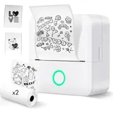 Selbstklebender Etikettendrucker, Monochromer Bluetooth-thermodrucker, Mini-aufkleberdrucker Mit 2 Packungen Selbstklebender Etiketten, Geeignet Für Schule Und Professionelle Umgebungen