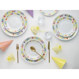 CreaTable Teller-Set Happy Birthday 12-tlg. bunt/weiß