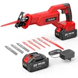 Akku Reciprosäge mit 8 Sägeblättern - Bürstenloser Akku Stichsäge mit 1×4000mAh, variable Geschwindigkeit 0-3200 SPM, werkzeugloser Sägeblattwechsel, Universalsäge für PVC Holz, Metall schneiden DIY