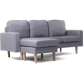 Habitat et Jardin Ecksofa reversibel aus Stoff 'Gabby' - Hellgrau