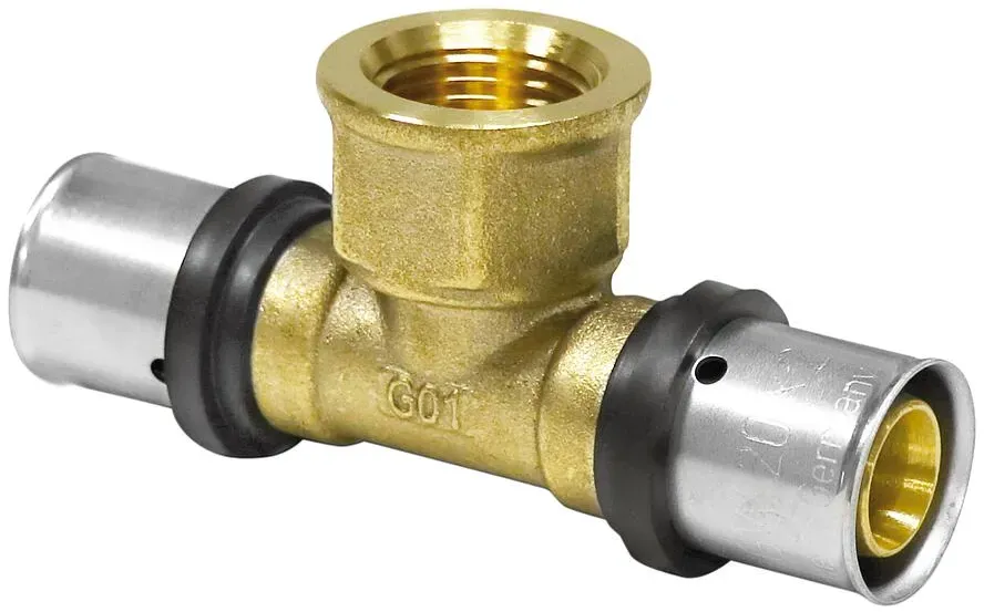 Pressfitting T-Stück mit IG - DVGW zertifiziert / Kontur TH (Ausführung: 40 - 1 1/4''IG - 40)
