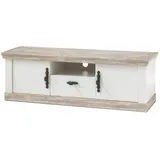 furn.design Tv-Lowboard, Weiß, Pinien, Metall, Nachbildung,Pinie, 1 Schubladen, Sockel, 156x51x44 cm, FSC 100%, Wohnzimmer, Wohnwände, Lowboards, Lowboards stehend