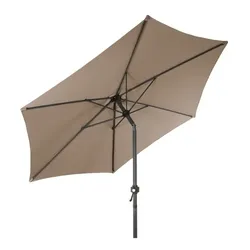 Lex XL Alu Sonnenschirm Ø 2,5 m Kurbelschirm Garten Balkon Terrasse knickbar taupe : Taupe