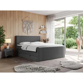 MKS Boxspringbett, KING DOREN 160/200 Dunkelgrau Kunstleder - H4