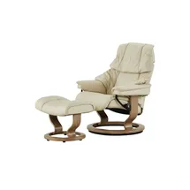 Stressless Relaxsessel Reno Leder 88 x 108 x 78 cm creme mit Hocker