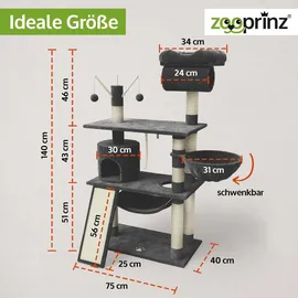 zooprinz Emma Kratzbaum 140 cm Dunkelgrau