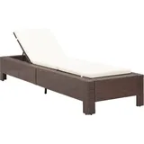 Vidaxl Sunbed With Cushion Brown Poly Rattan