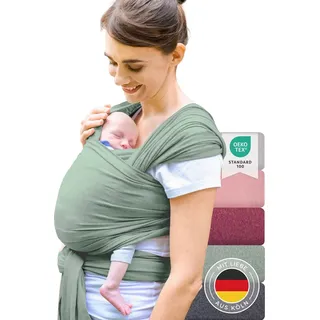 Laleni Tragetuch Baby neugeboren bis 15 kg aus weicher Baumwolle - Babytrage Neugeborene ab Geburt - OEKO-TEX zertifiziertes Tragetuch Kleinkind - Wickeltuch Baby mit 5,10 m Länge - Babytuch in Grün