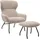 SalesFever Sessel Eloise Teddyfell 79 x 103 x 82 cm taupe mit Hocker