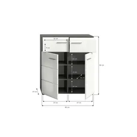xonox.home Schuhschrank Salsa ca. 80x90x37 cm Weiß/Rauchsil.