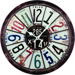 Wanduhr 40 cm Shabby Vintage Retro Design Deko Uhr braun aus Metall