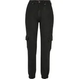 URBAN CLASSICS Organic Stretch Cargo Hochtaillierte Jeans Black Washed 27