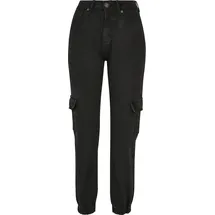URBAN CLASSICS Organic Stretch Cargo Hochtaillierte Jeans Black Washed 27