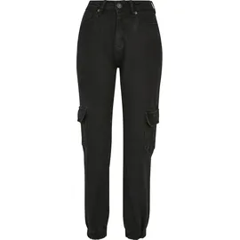 URBAN CLASSICS Organic Stretch Cargo Hochtaillierte Jeans Black Washed 27