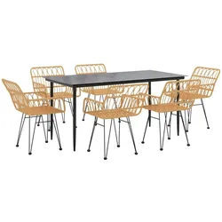 vidaXL 7-tlg. Garten-Essgruppe Poly Rattan